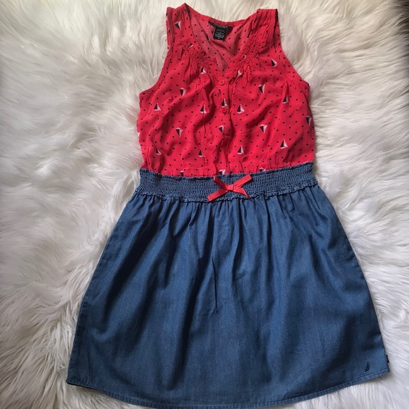 red girl denim dress